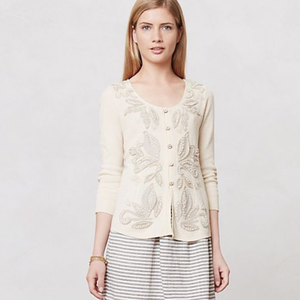 ANTHROPOLOGIE ardennes appliqué cardigan